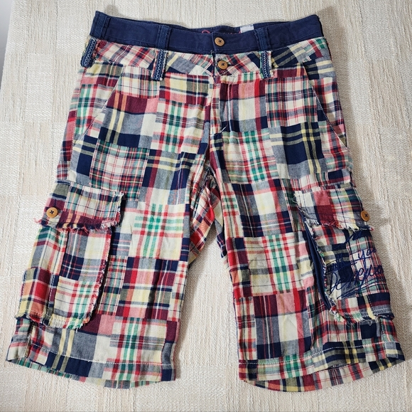 Desigual Madras Plaid Patchwork Sorts Sz 28 - Picture 1 of 7